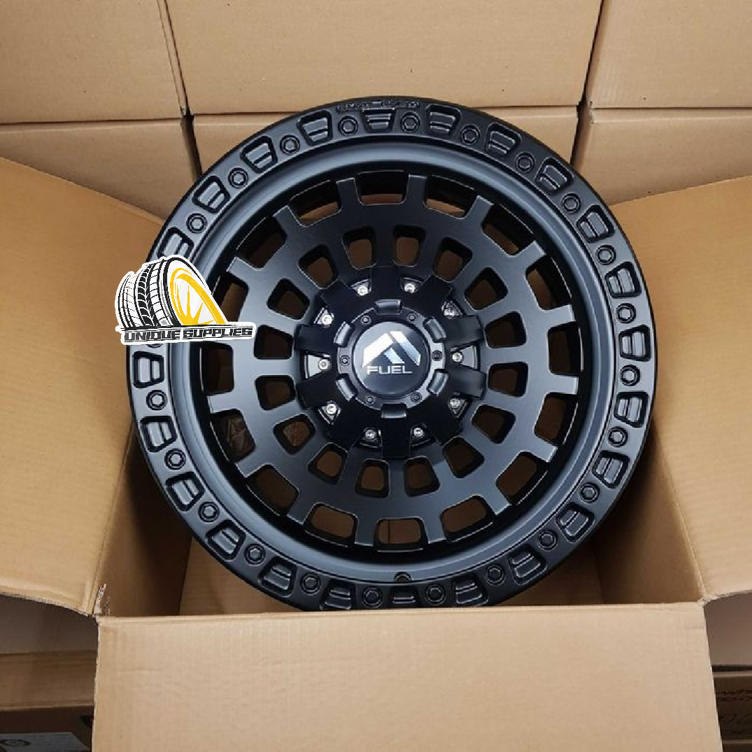 Fuel Alloy Rims 17 inch matte black wheels with 6x139.7 bolt pattern for 4x4 off-road vehicles in Kenya